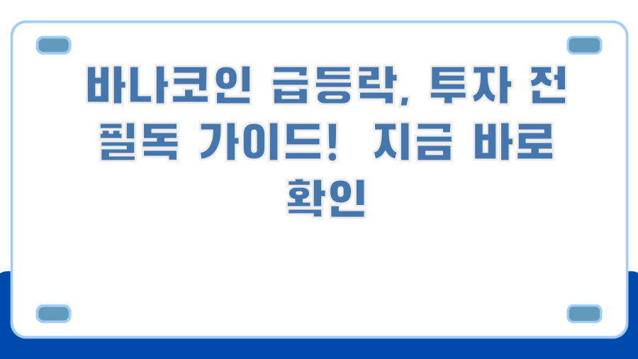 바나코인 급등락, 투자 전 필독 가이드! 지금 바로 확인