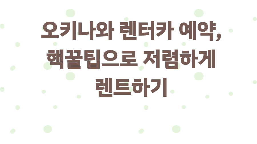 오키나와 렌터카 예약, 핵꿀팁으로 저렴하게 렌트하기