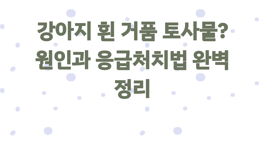 강아지 흰 거품 토사물? 원인과 응급처치법 완벽 정리