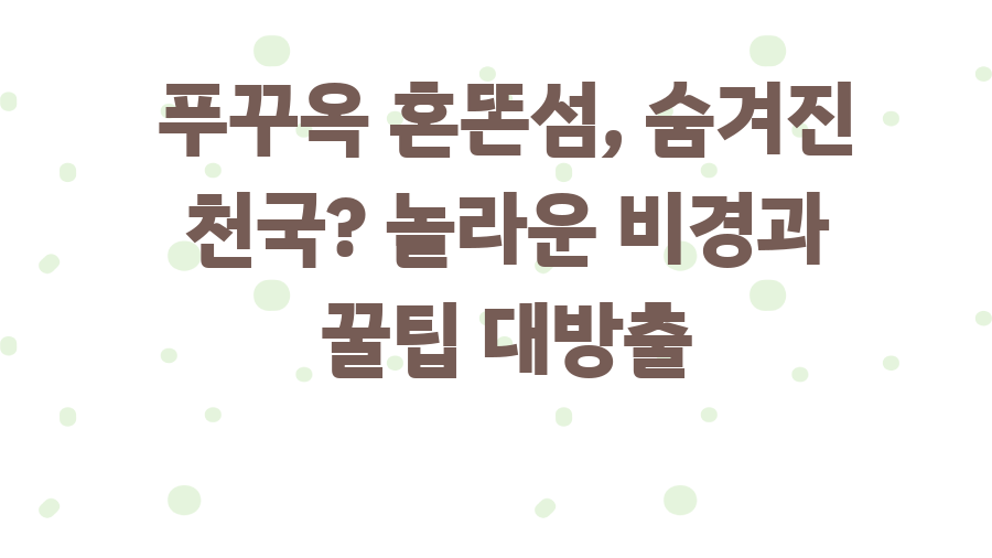 푸꾸옥 혼똔섬, 숨겨진 천국? 놀라운 비경과 꿀팁 대방출