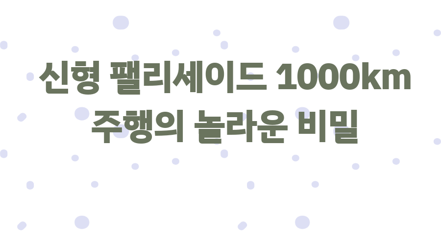 신형 팰리세이드 1000km 주행의 놀라운 비밀