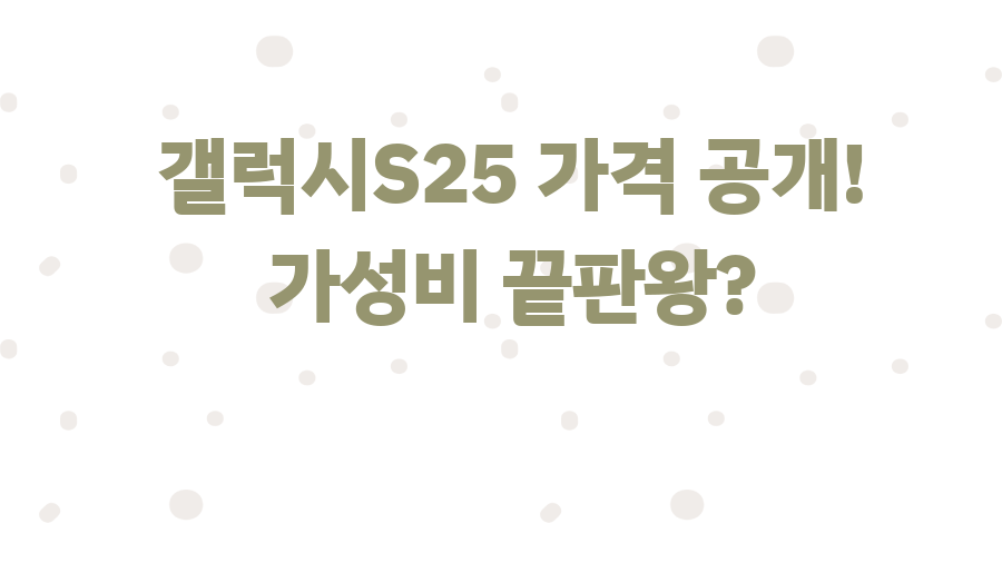 갤럭시S25 가격 공개! 가성비 끝판왕?